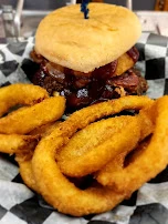 Big Tex Burger with Onion Rings